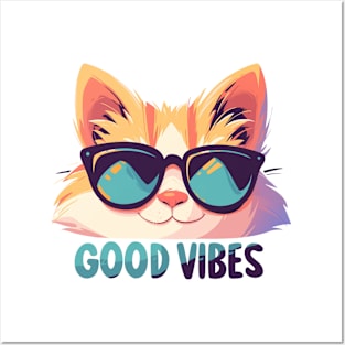 Good Vibes Meow Posters and Art